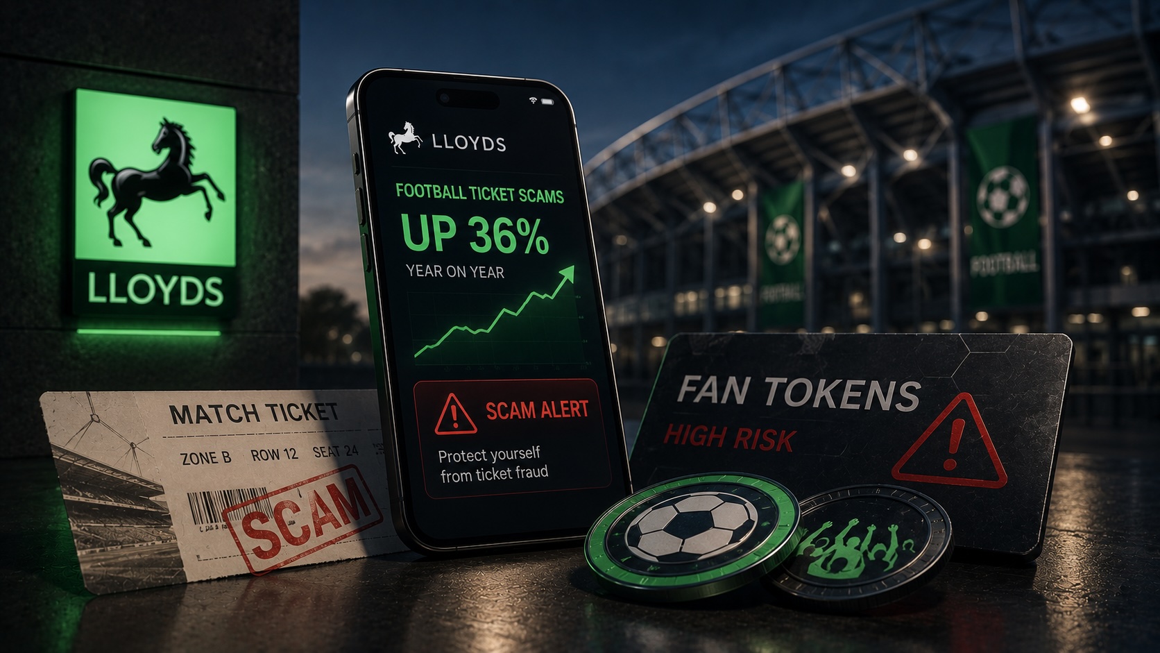 Lloyds: Football ticket scams up 36%; crypto fan tokens risky